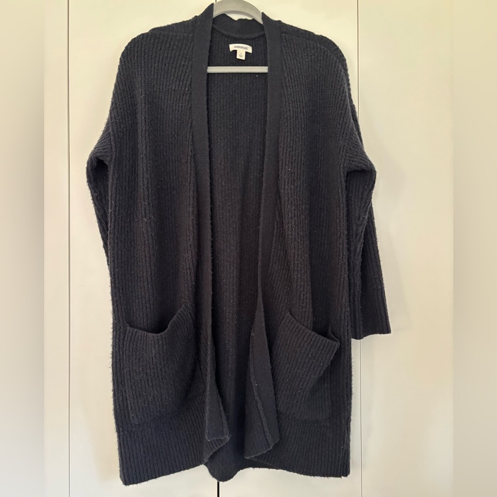 Goodthreads Women's Black Open Front Cardigan